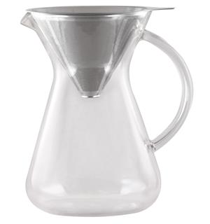 Kaffe kolbe i glass med filter SØLV 0,6ltr. For håndbrygget kaffe 